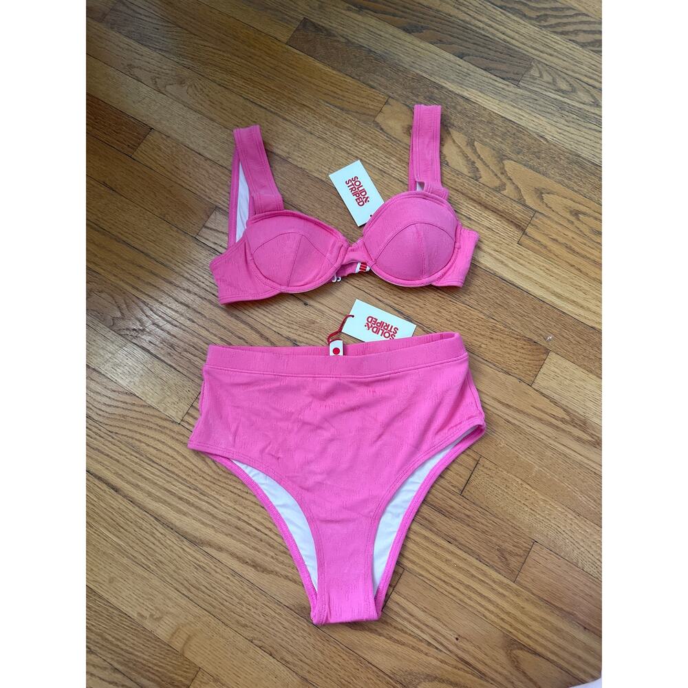 Solid and Striped Lilo Top and Bottom Pink Zigzag